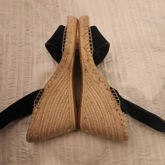 Tory Burch Navy Blue Baily Wmen's Blnsvy Blue Espadrille Sandals Size 9 - Picture 2 of 15